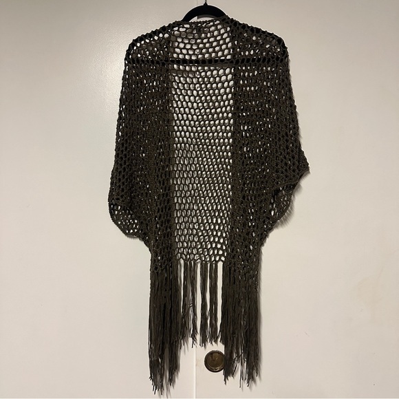 Fora Brown Open Front Crochet fringe Cardigan Size Large - Picture 7 of 7